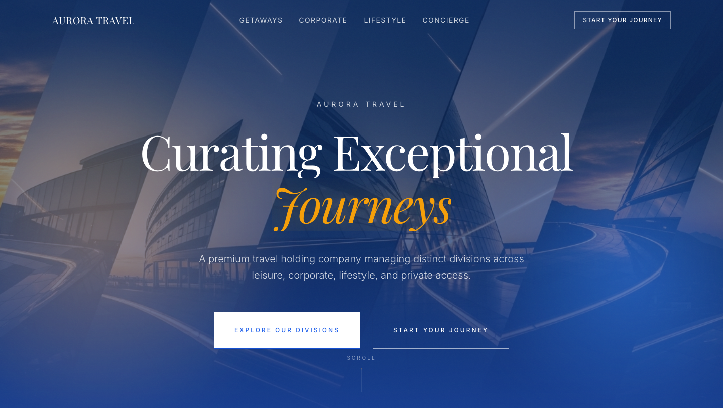 Aurora Travel — branded storefront built on Wasili